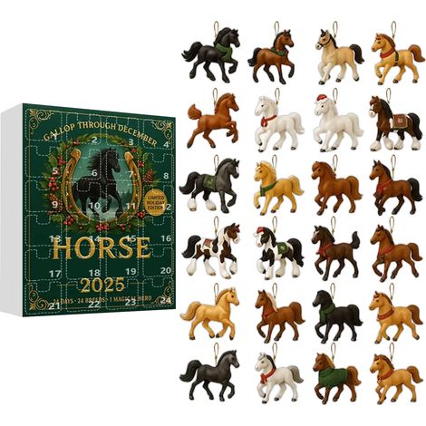 Calendrier De Lavent Cheval - Ensemble De 24 Charmes 2D En Caoutchouc Souple - Décoration Suspendue Pour Noël - Format Calendrier Comptant Jusquà Noël (1/5)