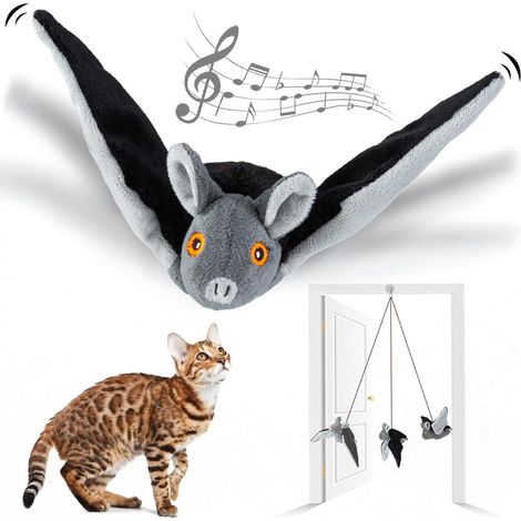 LaBlanc - Juguetes para gatos, pájaro cantor automático, juguete interactivo con cola emplumada, juguete para gatos cantor.