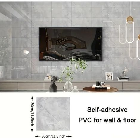 (Style 2, 10 pièces - 30 x 30 cm) Sticker de sol imitation marbre en PVC, autocollant mural, imperméable (1/4)