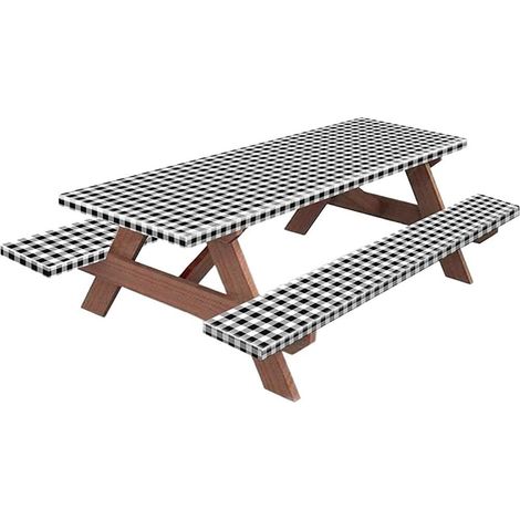 Lot de 3 housses imperméables pour meubles de jardin - Housse de table de pique-nique avec bord élastique - Coupe-vent - Protection d'extérieur pour tables carrées rectangulaires (1/5)