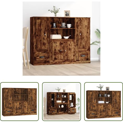 Buffet bois - Buffets 3 pcs chêne fumé bois d'ingénierie (1/5)