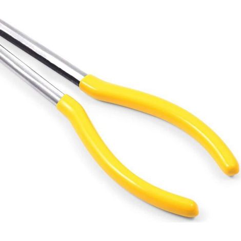 Pince à bec courbé de 28 cm de long - angle de 25 degrés - pince à bec long - mâchoires dentelées (1/4)