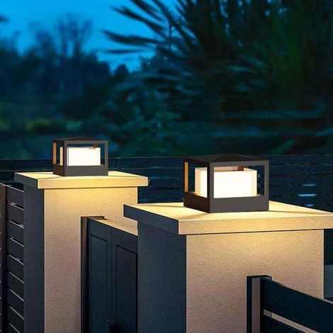 Borne Éclairage Extérieur, 15W LED Lampe de Jardin Exterieur Ip65 Lampadaire Exterieur en Aluminium, Blanc Chaud, Borne Lumineuse Exterieure, Pour Chemins Terrasse, Noir