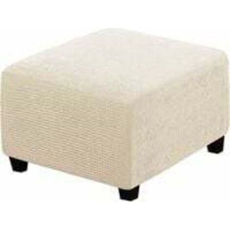(beige) Housses extensibles, Housses de protection carrées en tissu élasthanne pour tabouret de rangement, repose-pieds, avec élastique en bas, pour meubles (1/5)
