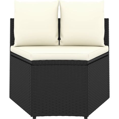 Canapés de jardin Divan de jardin 2 pcs avec coussins Résine tressée Noir (1/5)