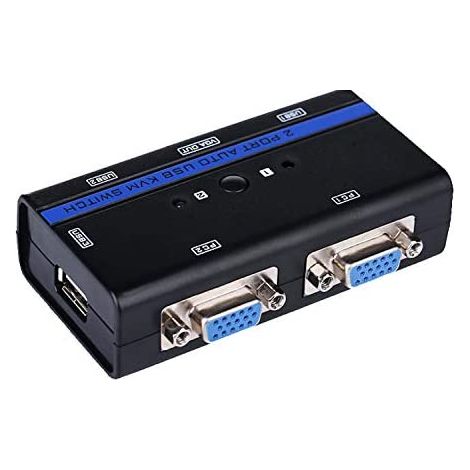 AISENS A111-0064 - Switch KVM 1U-2PC USB VGA con cavo per controllare due cpu, colore nero (1/2)