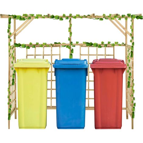 Pergola de jardin pour poubelles triples Bois de pin imprégné (1/5)