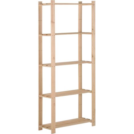 Lagerregal mit 5 Böden 80x28,5x170 cm Massivholz Kiefer