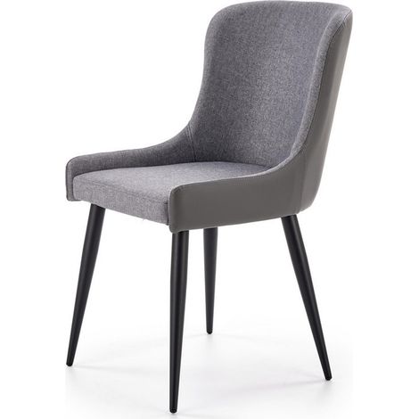 Chaise grise bi-matière avec pieds métal noir Steel (1/5)