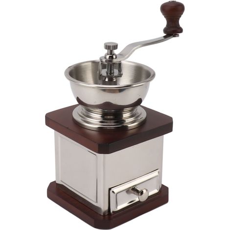 Moulin à café manuel à manivelle, haute précision, durable et portable, pour la maison, le camping ou le bureau, couleur bois. (1/5)