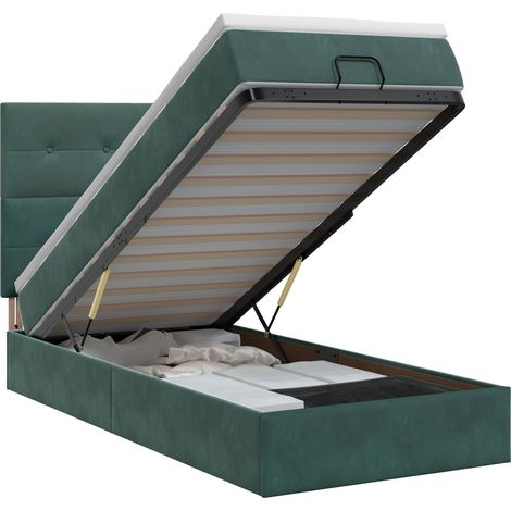 Maison Exclusive - Letto ottomano con materasso Verde Scuro 90 x 200 cm Velluto (1/5)