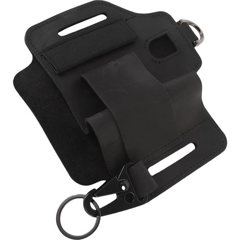 Sacoche ceinture à outils en cuir multifonctionnelle et portable, idéale pour les aventures en plein air et les travaux de réparation (noire). (1/5)