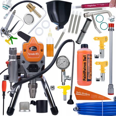 Rosfix Agregat Malarski Tornado Rt2 + Kit D'accessoires 517 – Jet 30 cm, 0,019" Pour Acrylique, Latex, Époxy (1/5)