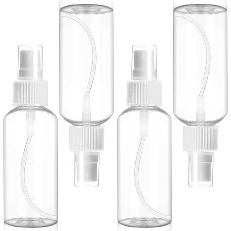 Flacon Vaporisateur 4PCS 50ml, Vaporisateur Plastique Mini à Brouillard Fin, Flacon Parfum Vide Rechargeable Réutilisable, Atomiseur Transparent Flacon, pour Voyages et Sorties (50ml 4pcs) (1/5)