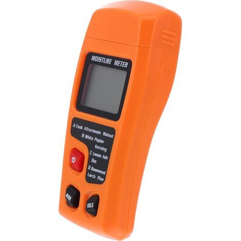 Wood moisture meter, orange – Dual needle electrode – Measuring range: 0-99.9% – Large LCD screen – 4 measuring modes (1/5)