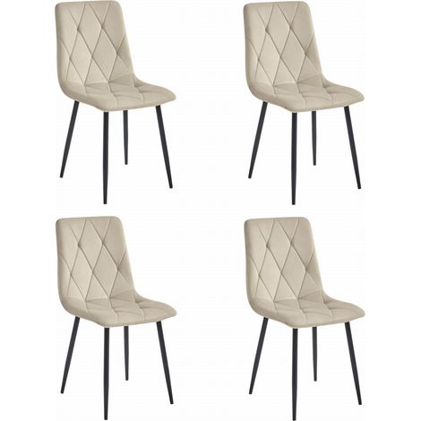 Chaise LIBRA - velours beige clair / pieds noirs x 4 (1/5)