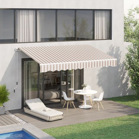 Store banne à manivelle, store banne à bras articulés, protection solaire, fixation murale, balcon, aluminium Berge 3 x 2,5 m