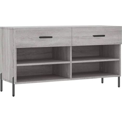 Tabouret à chaussures gris Sonoma, dimensions 102x35x55 cm, en bois composite. (1/5)