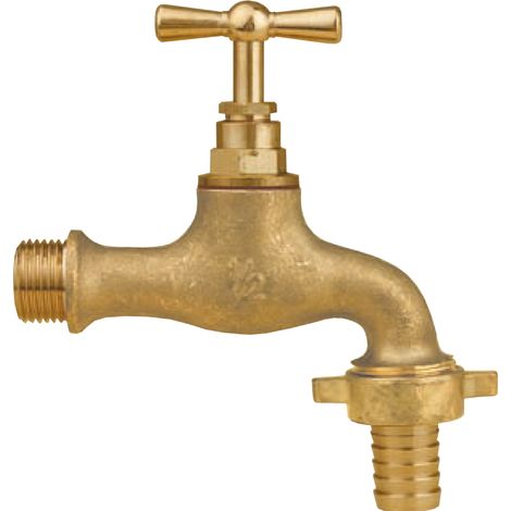 Sanitaire-Distribution – Robinet puisage laiton brut mâle 3/4 – Nez 1" – Tuyau Ø19 – Filetage 20-26 – Sortie 1" (26x34)