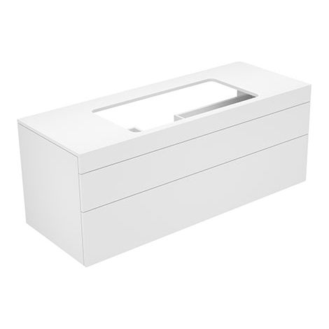 Keuco Edition 400 Vanity unit 31583, sans orifice pour robinet, 1400 x 546 x 535 mm, Corps/Avant: Laqué Strucktur blanc / Verre Titan mat - 31583770000 (1/2)