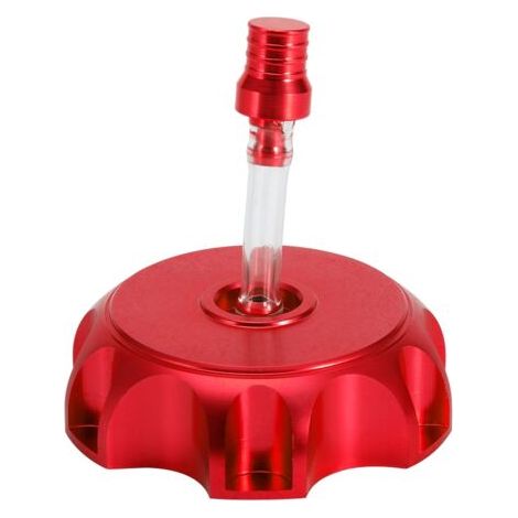 Tapón de depósito de combustible de motocicleta de aluminio mecanizado CNC con ventilación (rojo) (1/5)