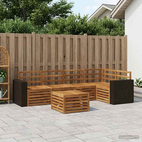 vidaXL Ecksofa Set 6 pcs Natur Massivholz Akazie (1/5)
