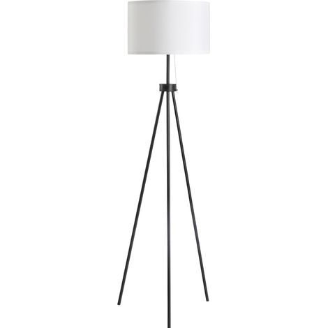 Lampada da terra moderna E27 in acciaio e poliestere nero e bianco 37 x 37 x 152 cm (1/4)
