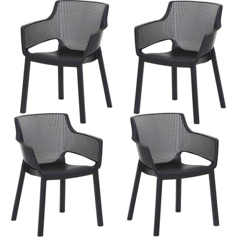 4x Gartenstühle Stapelstuhl "Easy" Terrassenstuhl - Stapelstühle 80cm Balkonstuhl Kunststoff anthrazit stapelbar wetterfest Garten, Terrasse & Balkon (1/5)