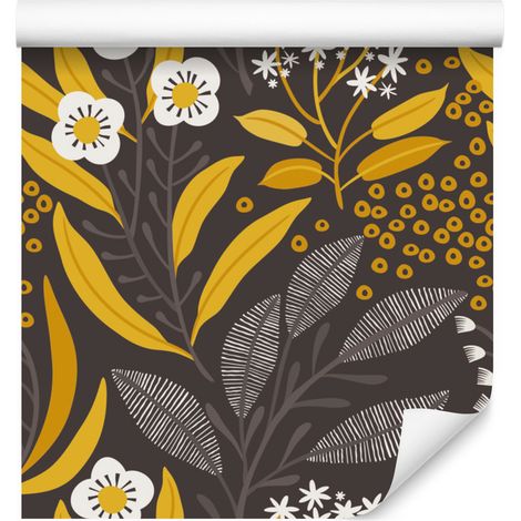 Papel pintado de estilo retro con motivos vegetales para salón y dormitorio, 50x1000 cm. (1/5)