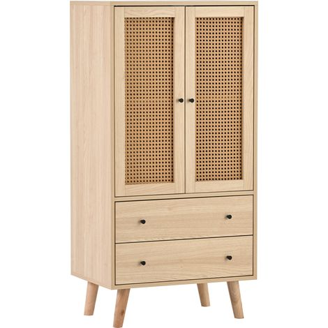 Madia da soggiorno 60 cm con 2 porte e 2 cassetti colore rovere (1/5)
