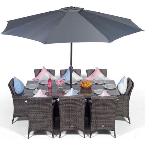 Savannah Rectangular 8 Seater Rattan Patio Dining Set - Grey (1/5)