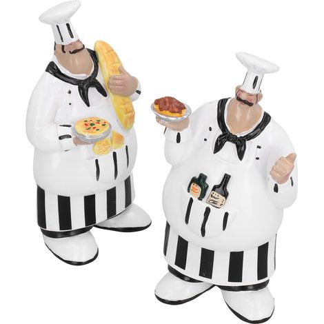 Décoration murale tridimensionnelle en résine représentant un chef rétro, idéale pour la cuisine ou un hôtel. (1/5)