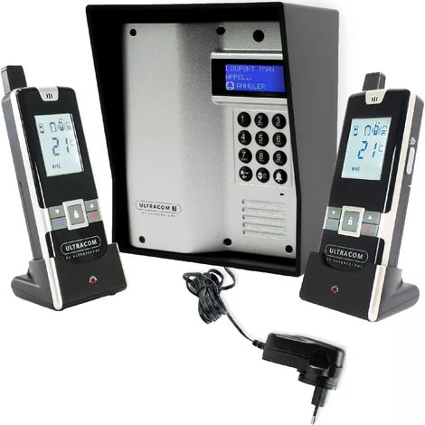 Interphone autonome sans-fil collectif / multipropriétés UltraCOM3 visière noire + 2 combinés + transformateur 12V (1/5)