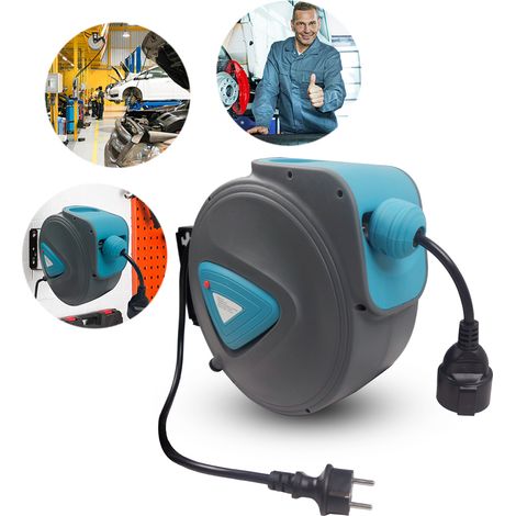 Hengmei – Rallonge enrouleur électrique automatique 20m – Protection contre surcharges – Fixation murale – Tension 230V – Charge max 2300W