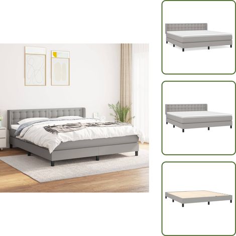 Sommier à lattes de lit avec matelas Gris clair 180x200cm Tissu - Lit Plateforme - Lit Double - Matelas À Ressorts Ensachés - Literie - Chambre À Coucher (1/5)