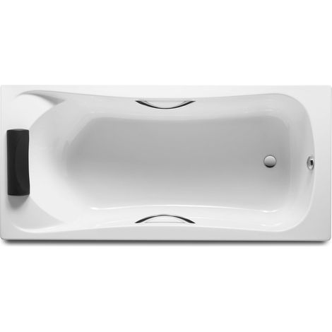 Roca – Baignoire rectangulaire acrylique 1800 x 800mm – Appuie-tête amovible – Fond antidérapant – Installation avec tablier en L (1/4)