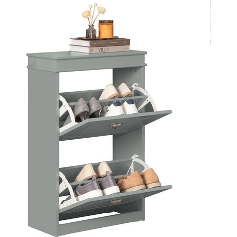 Zapatero con 2 Puertas Organizador para Zapatos 53 x 24 x 82 cm Gris FSR78-HG SoBuy ES