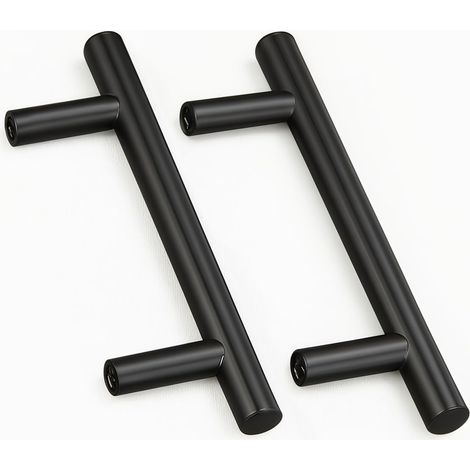 2 Stück Türknöpfe aus schwarzem Edelstahl, Möbelgriffe mit Schrauben für Schubladen, Schränke, Küche, Wohnbereich, Lochabstand 96 mm