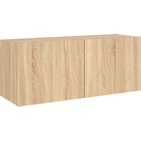 Mobile TV multimediale scaffale TV credenza TV sala da pranzo soggiorno camera da letto a parete con luci LED rovere sonoma 100 x 35 x 41 cm marrone 020028005