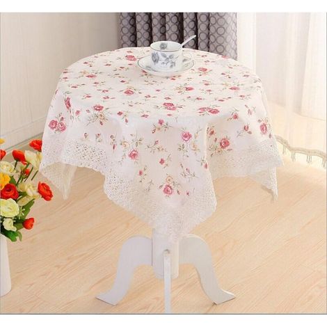 Bardusch-Nappe carrée rustique avec motif floral - Décoration de table - Dessus de table en dentelle blanche - 80 x 80 cm (1/5)