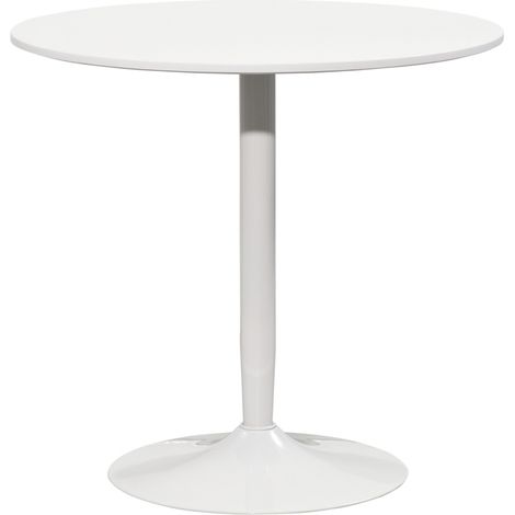 Mesa de comedor redonda para 2 personas Ø80 x 75 cm en MDF y acero antideslizante blanca MODENUIT (1/5)