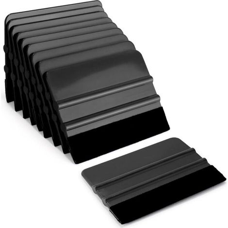 CSPARKV Lot de 10 raclettes avec bord en feutre pour voiture, film de meubles, film de fenêtre, film teinté, film adhésif, kit d'outils de pose de film 4 pouces (noir) (1/4)