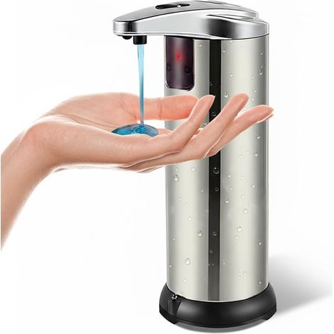 Dispenser di sapone automatico in acciaio inox con 3 livelli e controllo senza contatto tramite sensore per cucina e bagno. (1/5)