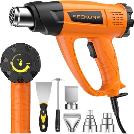Professional Heat Stripper 2000 W, Hot Air Gun 60-600 °C Adjustable Temperature, 2 Air Flows, Overload Protection, Ceramic Heating Core, Ring Handle, 7 Accessories (1/5)