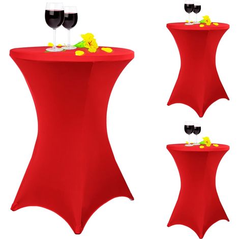 Set mit 3 quadratischen, dehnbaren Cocktailtischdecken aus Spandex, 80 x 1 (1/4)