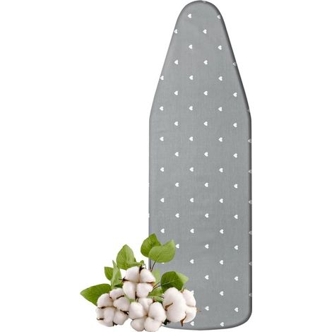 Bügelbrettbezug, rundum mit Gummiband und Klettverschluss, passend für Bügelbretter der Größe 128–140 x 40–48 cm, auch für Dampfbügelstationen geeignet. (1/5)