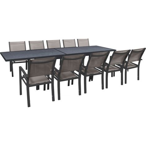 Ausziehbare Gartenmöbel zum Essen "Lagos" - 200/320 x 105 x 76 cm - 10 Stühle - Taupe