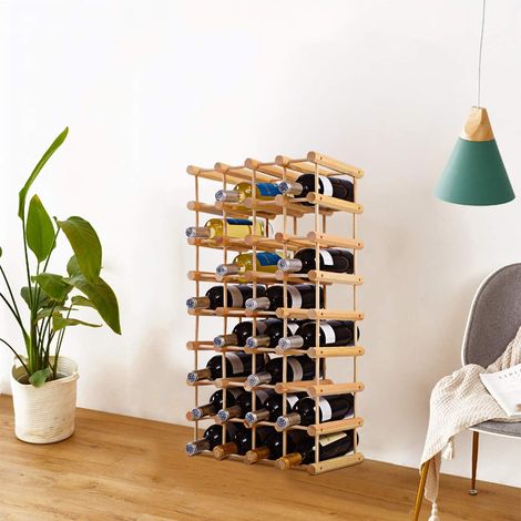 COSTWAY Weinregal 40 Flaschen, Flaschenregal Holz, Flaschenstaender Weinflaschenhalter Weinstaender 85x44x24cm
