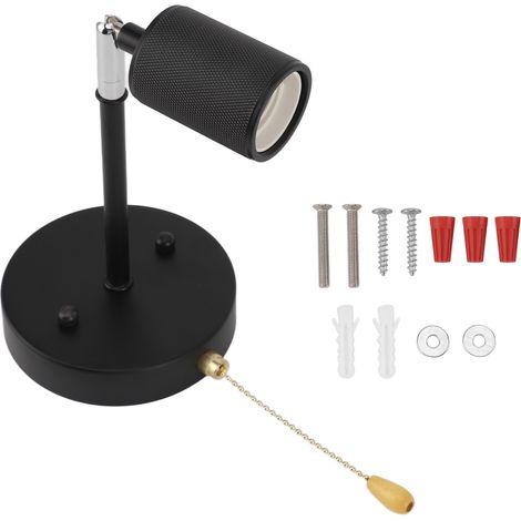 Ortviai Applique murale rustique rétro avec chaînette, orientable 180°, base E26, 110 V, pour couloir ou salon (1/5)