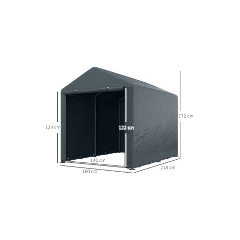 Tente de garage, 1,6 x 2,18 x 1,72 m, tente de stockage avec protection UV, porte zippée, hydrofuge, garage en film pour outils de jardin (1/5)